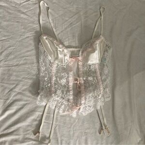 Vintage Nan Flower Corset Top With Fishnets Tagged Large Fits Like a Medium